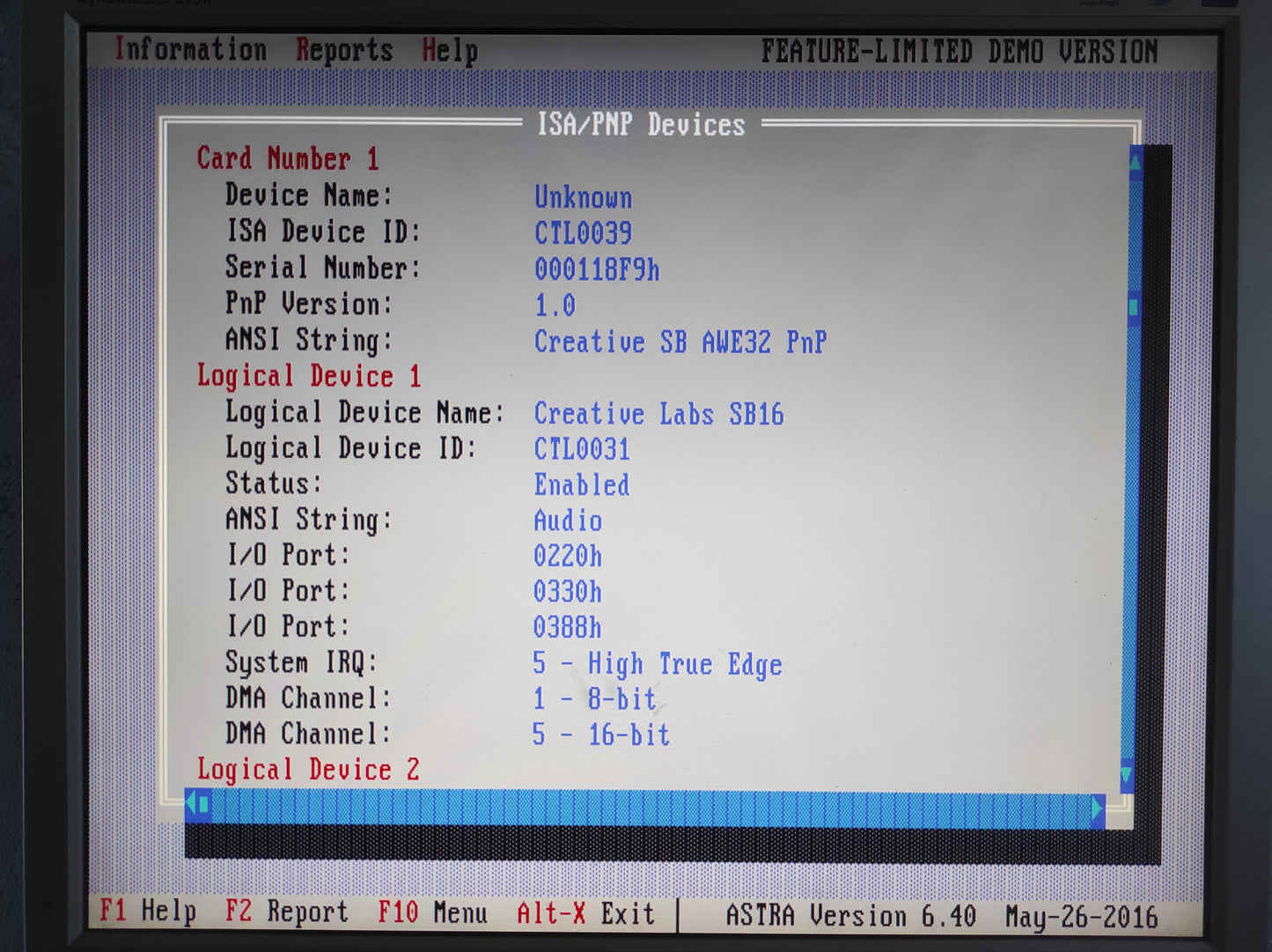 Creative Sound Blaster AWE32 CT3990, WaveTable CT1910 Retro ISA 16bit Sound Card