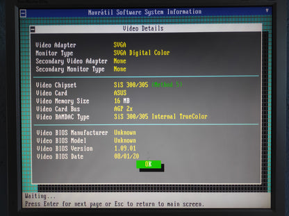 ASUS AGP-V300C SiS-305 16MB AGP VGA Vintage Retro Graphics Card