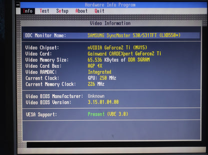 Gainward V05-16 Golden Sample NVIDIA GeForce2 Ti 64MB AGP VGA Retro Graphics Card
