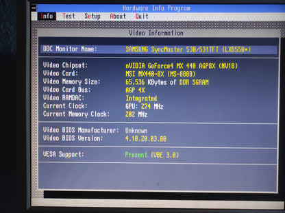 MSI MS-8888 NVIDIA GeForce4 MX 440 64MB AGP VGA DVI Retro Video Card VTD8X
