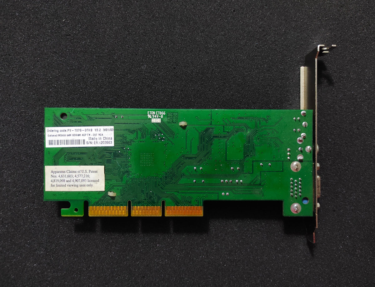 XFX Nvidia GeForce2 MX 400 AGP 64MB VGA Retro Graphics Card VAGEFR26PS