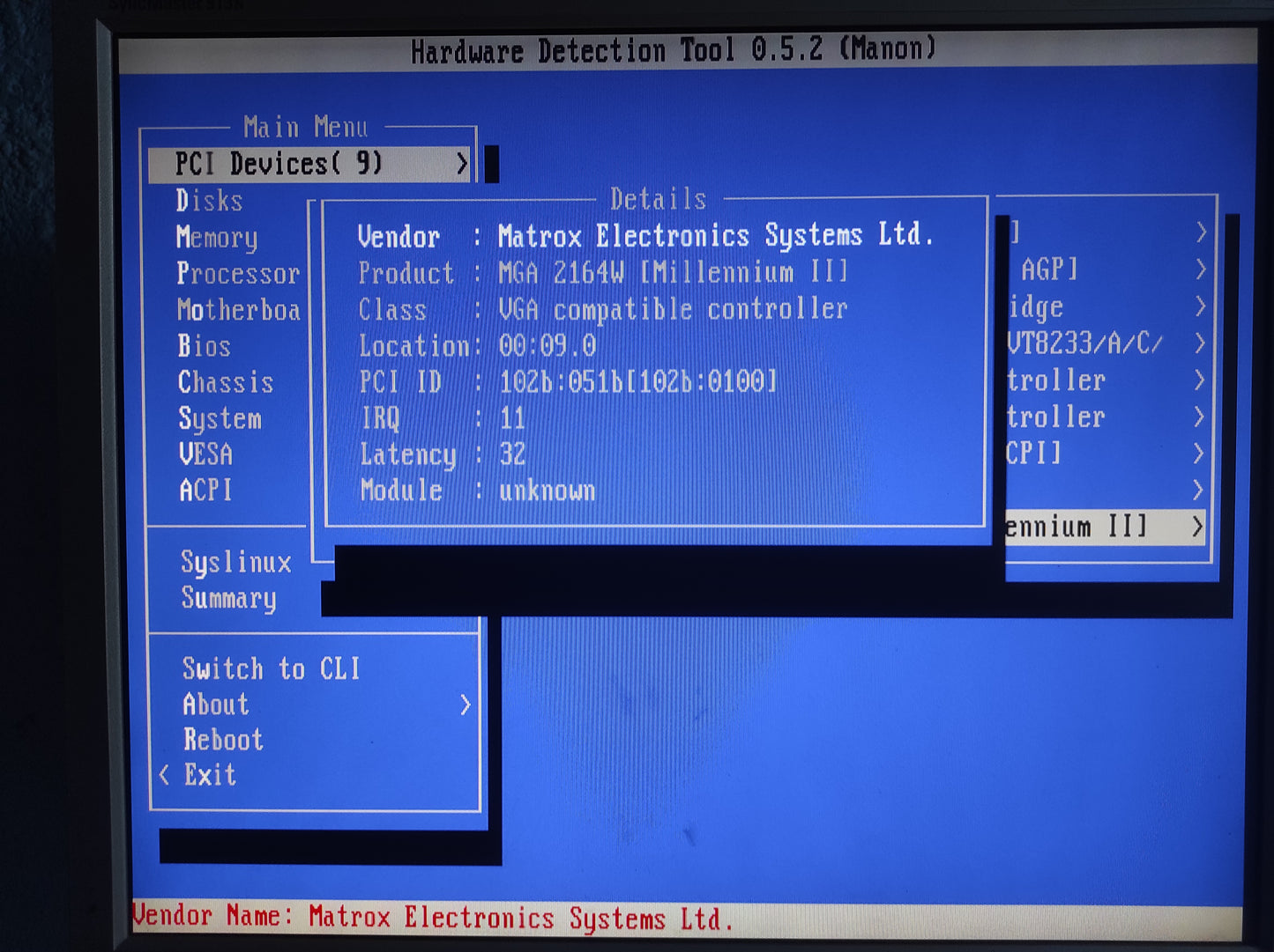 Matrox 703-00 Millennium II 8MB MGA-2164W PCI VGA Retro Video Card MIL2P/8I