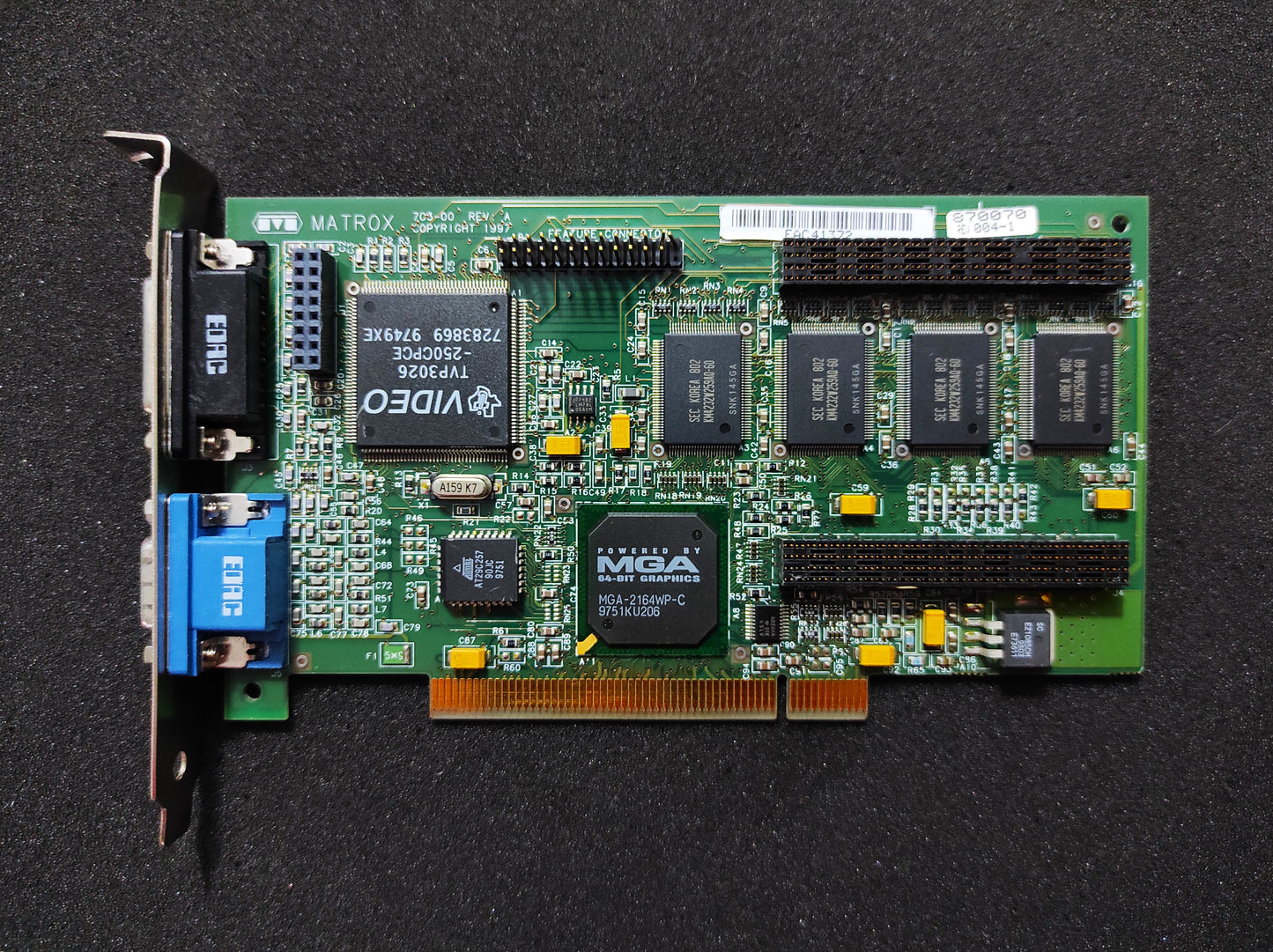 Matrox 703-00 Millennium II 8MB MGA-2164W PCI VGA Retro Video Card MIL2P/8I