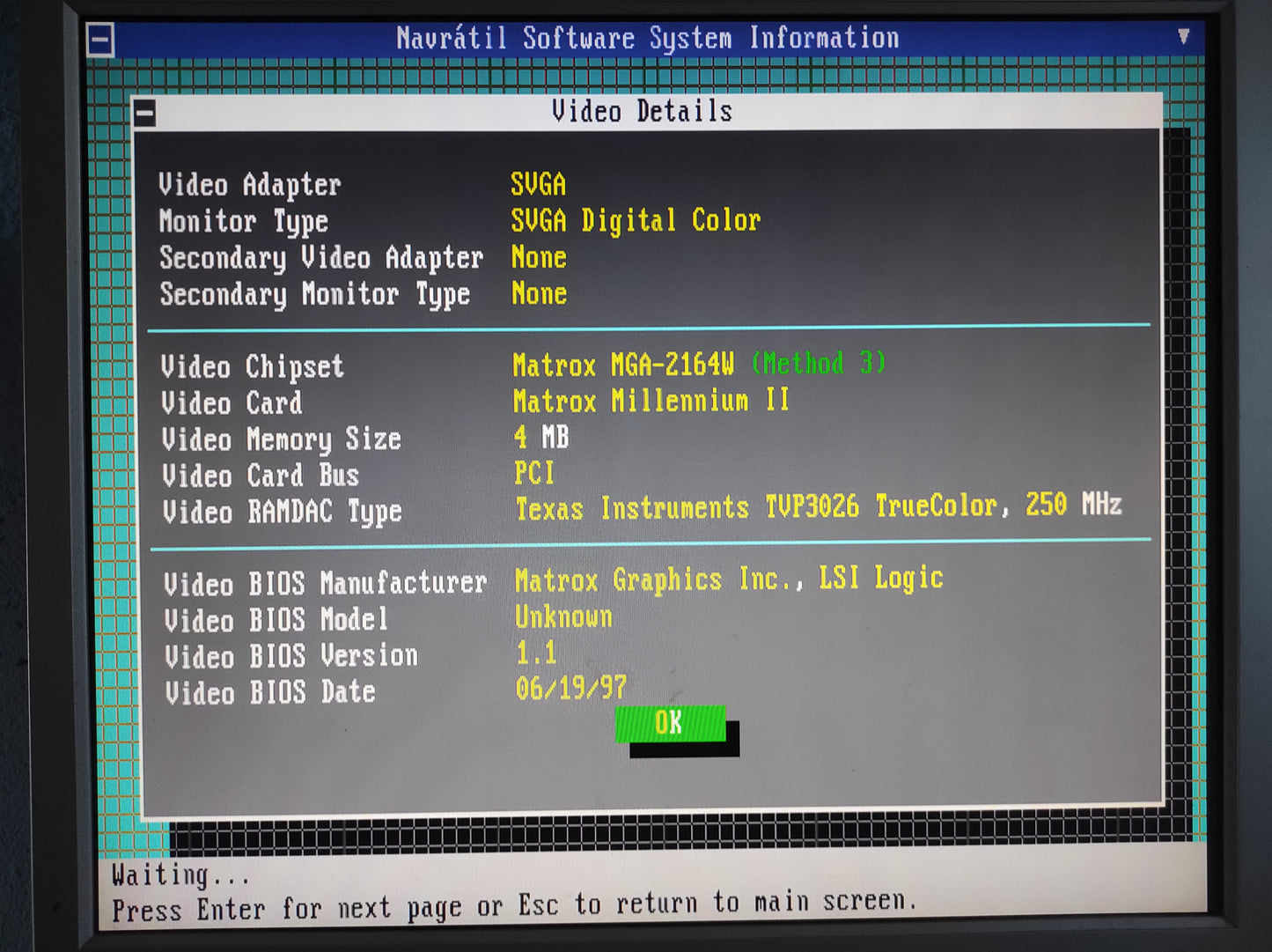 Matrox 703-00 Millennium II 8MB MGA-2164W PCI VGA Retro Video Card MIL2P/8I