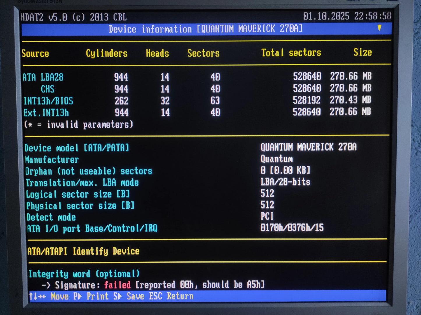 Apple 655-0230 Quantum Maverick 270AT 270MB IDE 3.5’’ Vintage Retro Hard Drive HDD 36000RPM 128KB