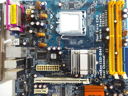 ASRock ConRoe1333-d667 Socket 775 mATX Motherboard DDR2 PCIe x16 PCI SATA - Retro PC Hardware & More