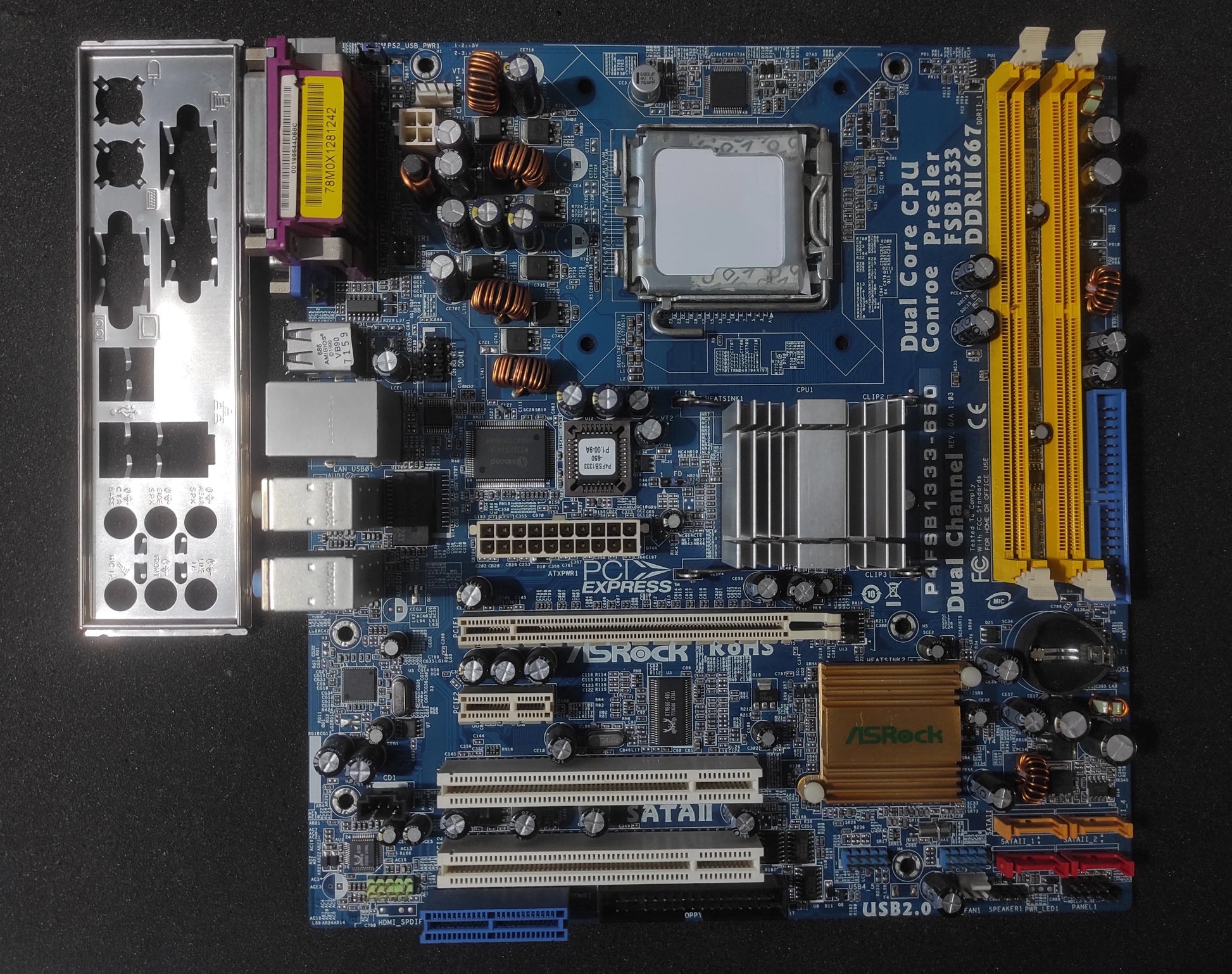 ASRock P4FSB1333-650 Socket 775 mATX Motherboard DDR2 PCIe x16 Intel 945GC Chipset