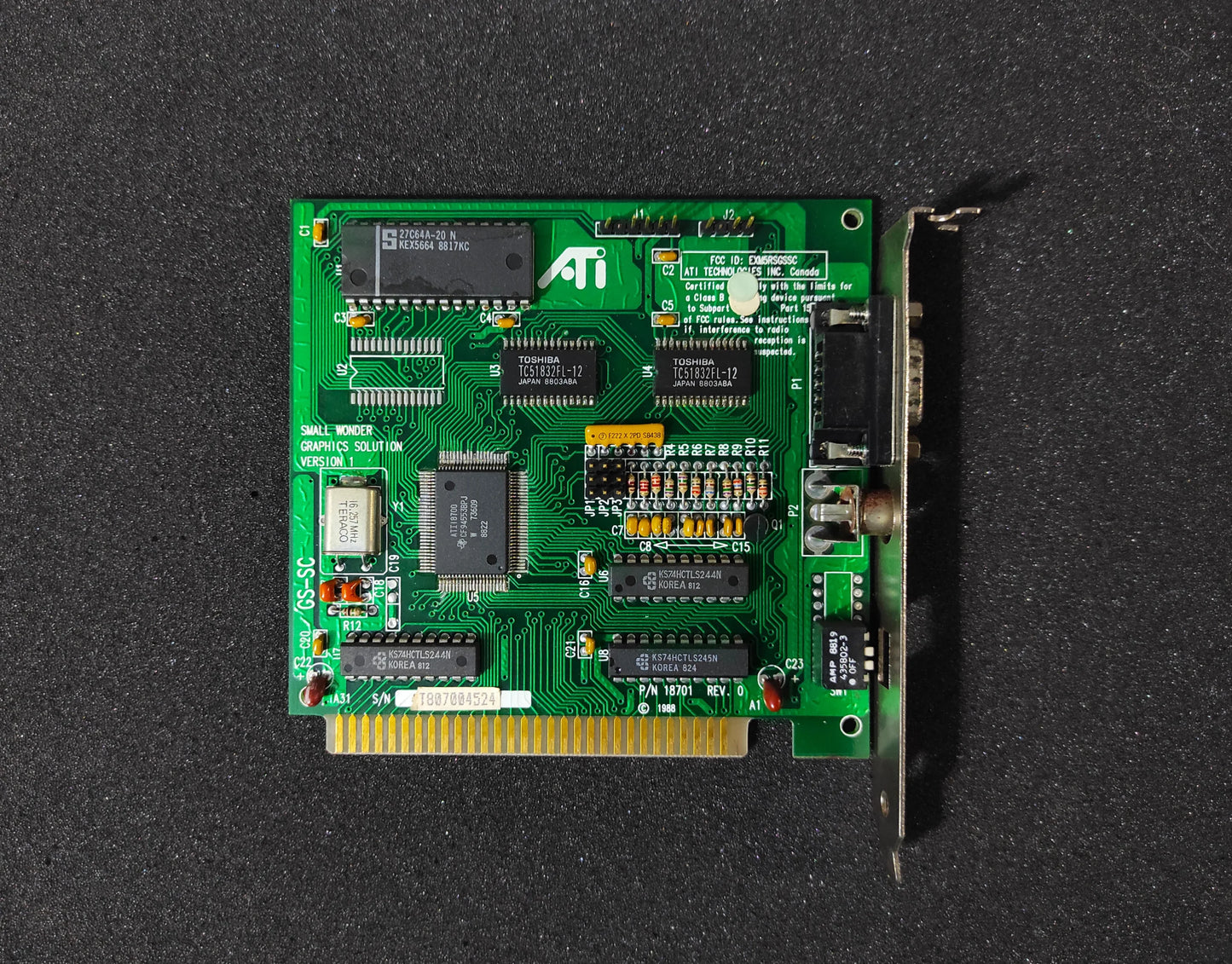 ATI Small Wonder Graphics 18701 Vintage Retro 64kb 8bit ISA CGA MDA Video Card