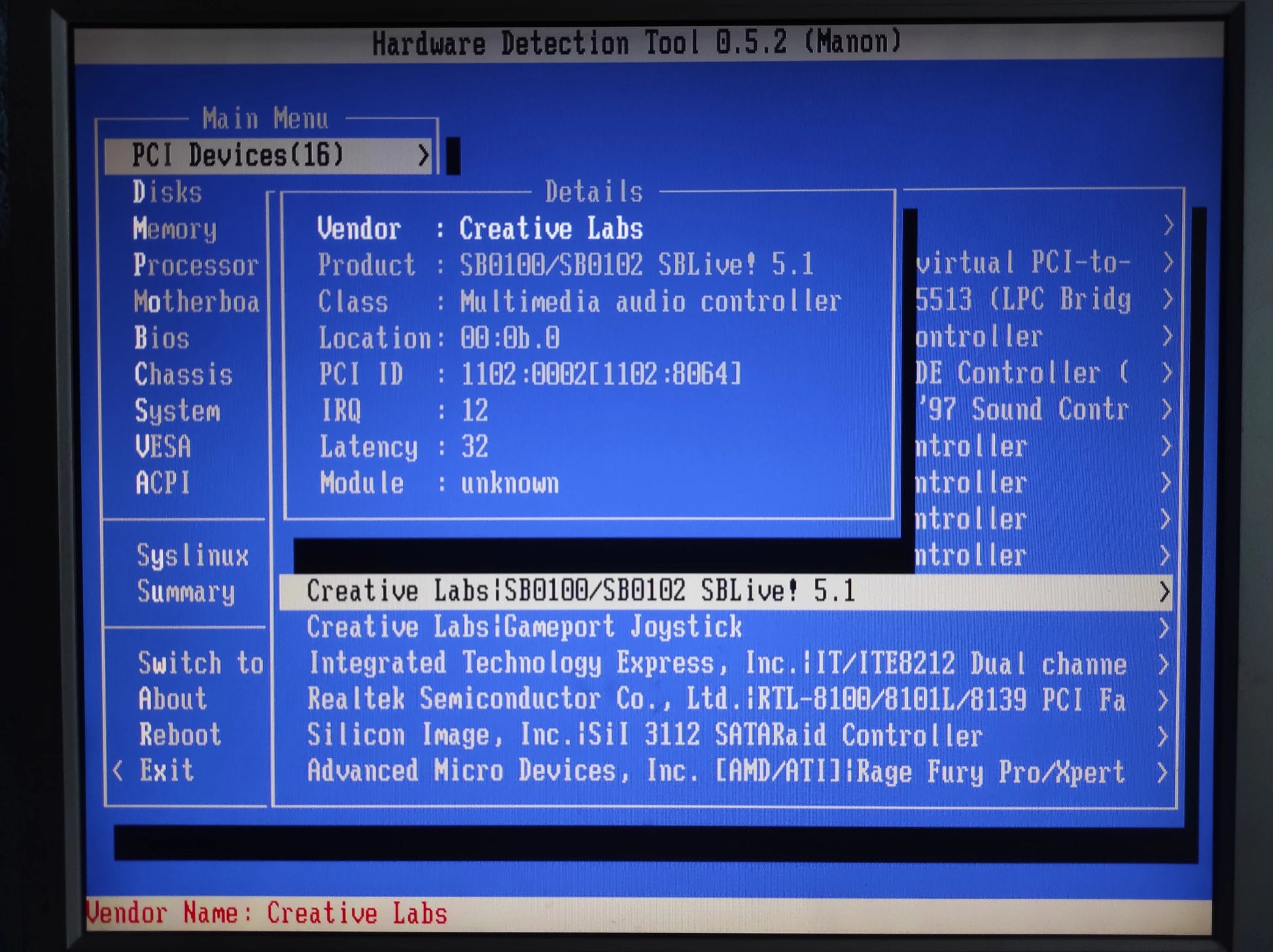 Creative Labs Sound Blaster Live! 5.1 SB0100 PCI Sound Audio Card