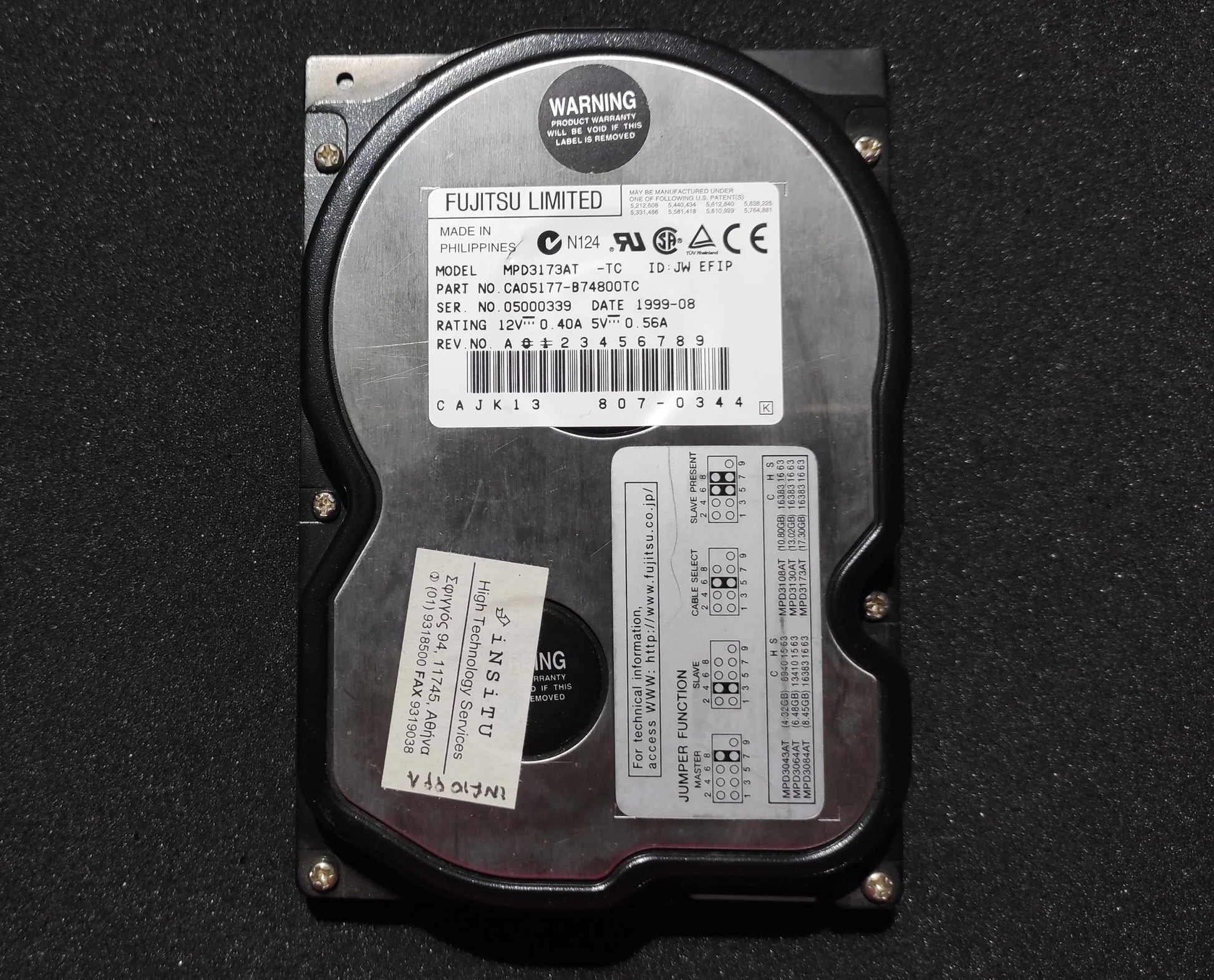 FUJITSU MPD3173AT 17.3GB 3.5’’ 512KB 5400RPM IDE Retro Hard Drive HDD