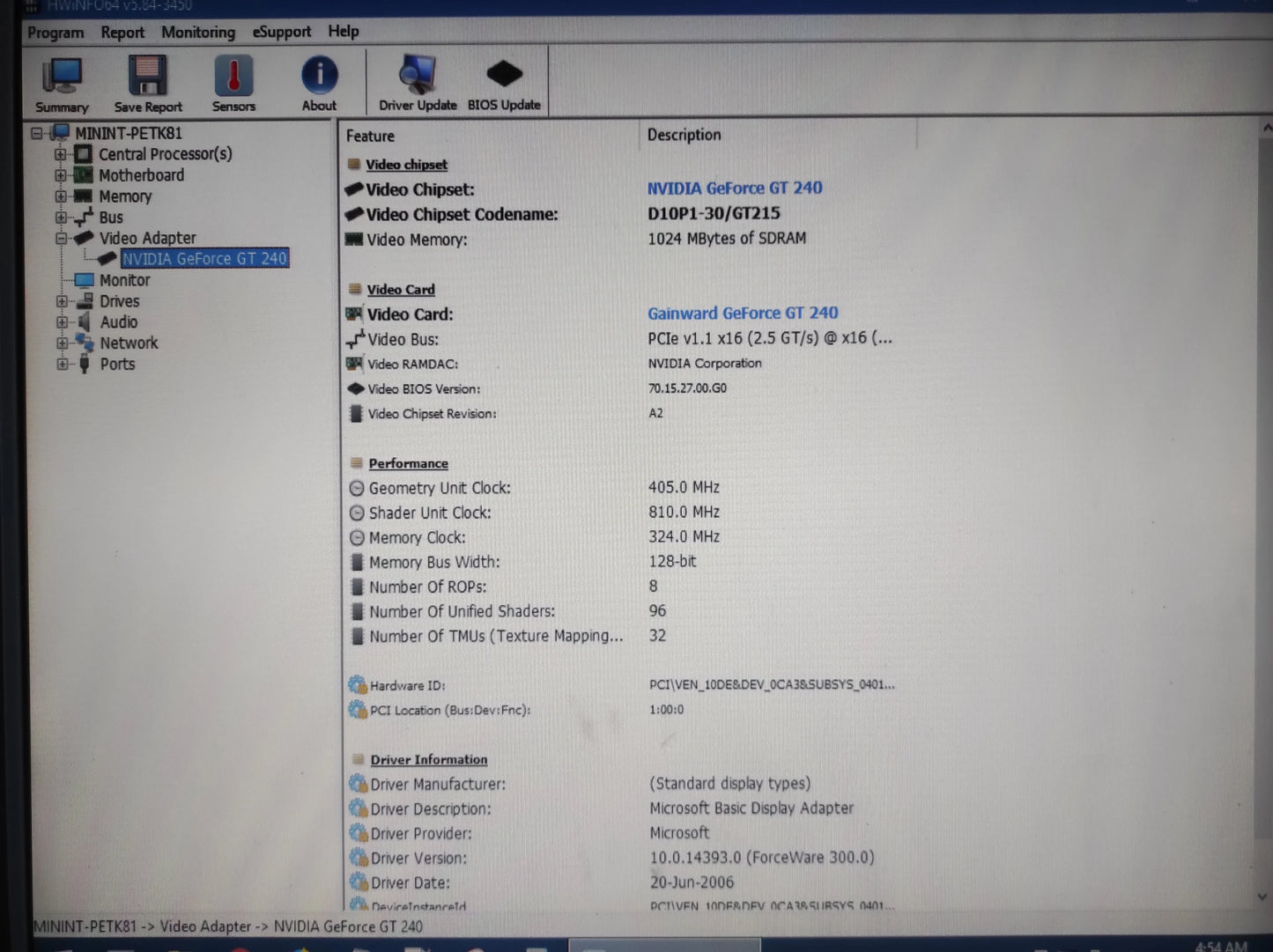 Gainward NVIDIA GeForce GT 240 1GB PCI-e HDMI VGA DVI Graphics Video Card