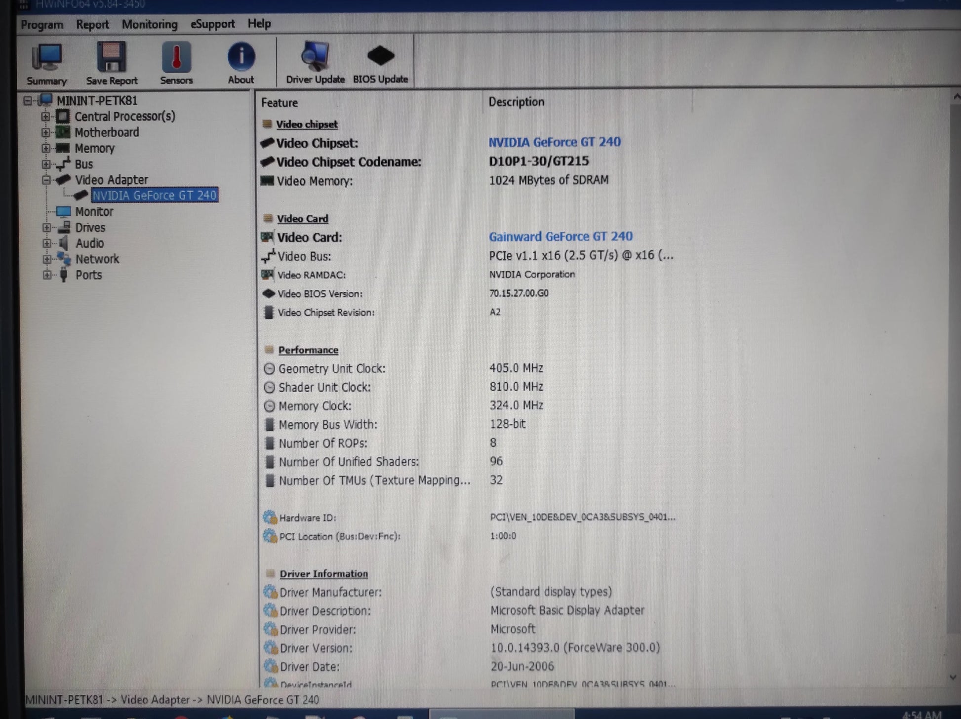 Gainward NVIDIA GeForce GT 240 1GB PCI-e HDMI VGA DVI Graphics Video Card