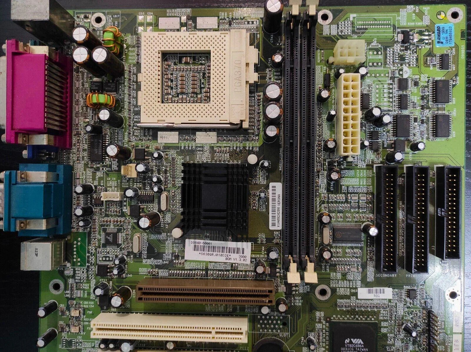 HP Brio BA410 System Board D9840-60001 Socket 370 mATX Motherboard AGP PCI - Retro PC Hardware & More
