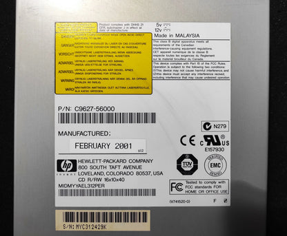 HP CD-Writer 9700 Series IDE 5.25’’ Internal Retro CD-RW Drive C9627-5600
