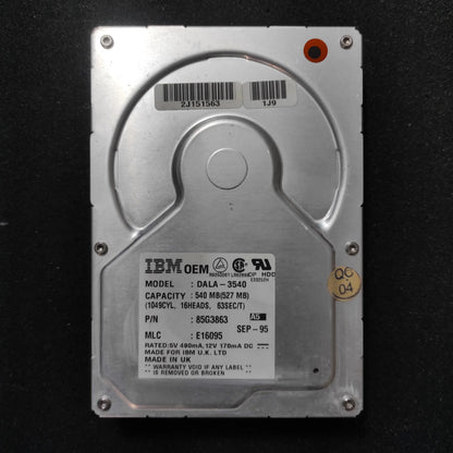 IBM DALA-3540 541MB 4500RPM IDE 3.5’’ Vintage Retro Hard Drive HDD 85G3863