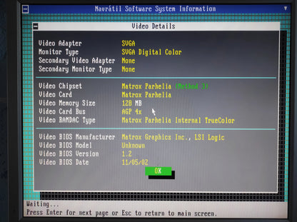 Matrox Parhelia 128MB MGI PH-A128B Dual DVI AGP Graphics Card READ DESCRIPTION WITH ISSUE
