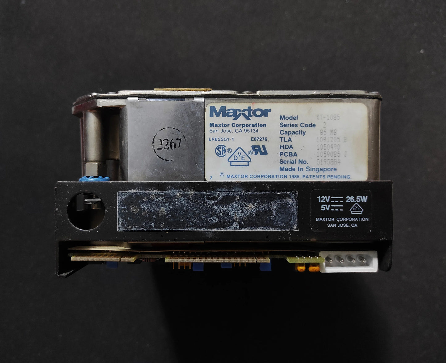 Maxtor XT-1085 85MB 3600RPM MFM 5.25’’ Full-Height Vintage Retro Hard Drive