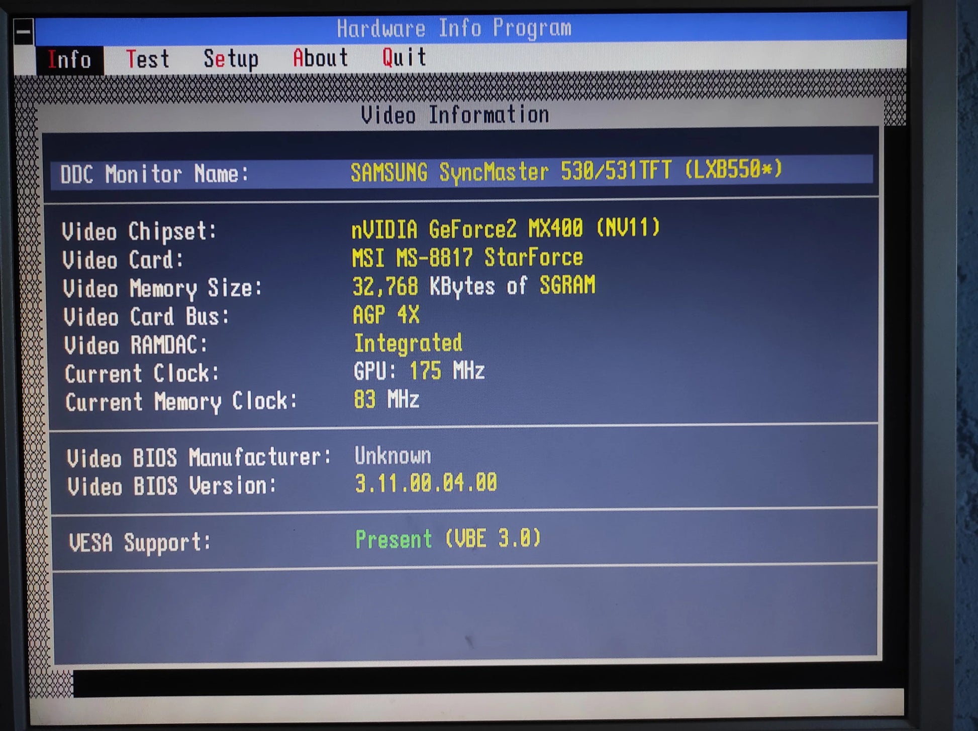 MSI MS-8817 NVIDIA GeForce2 MX 400 AGP 32MB VGA Vintage Retro Graphics Card