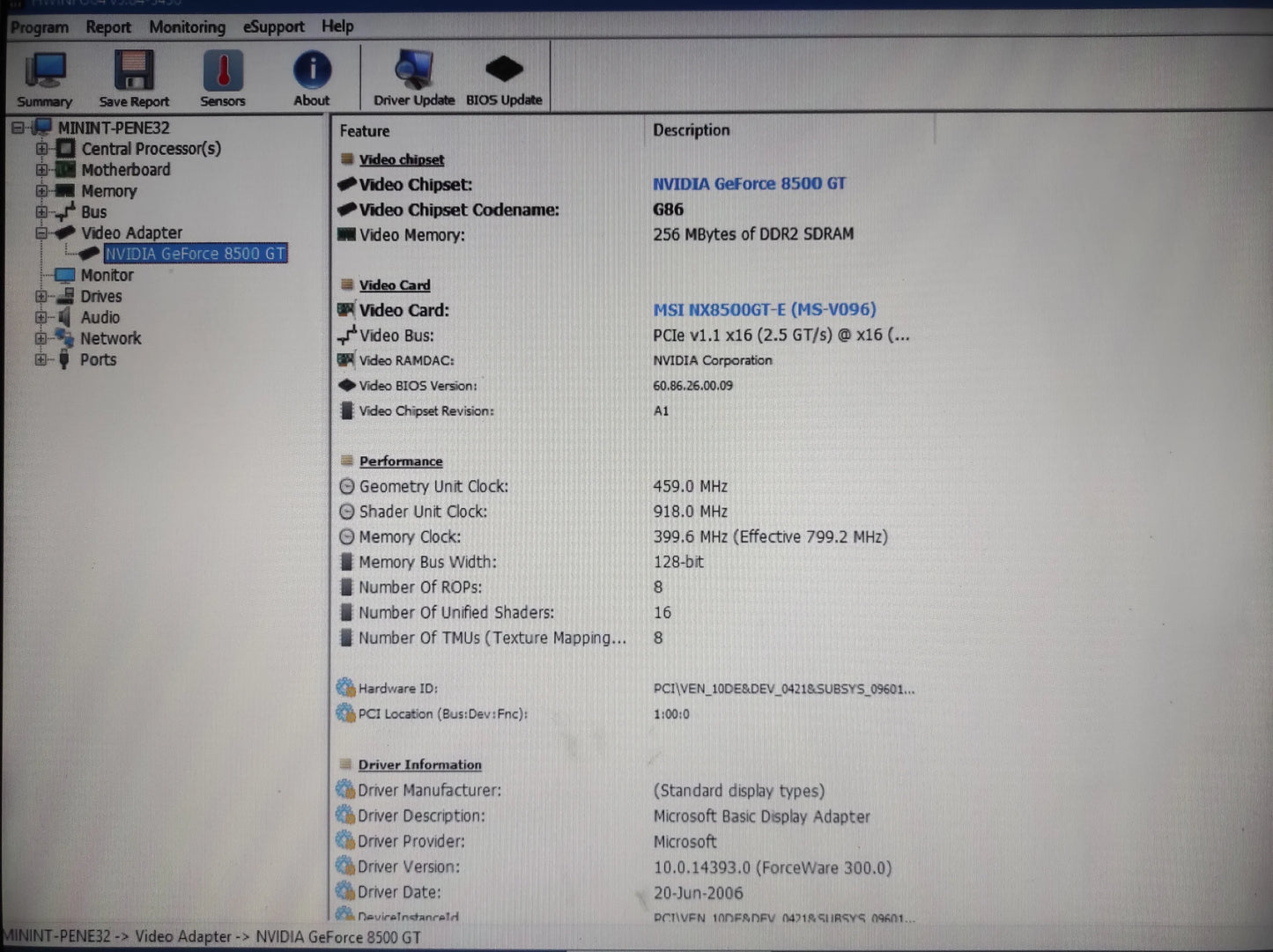 MSI NVIDIA GeForce 8500 GT 256MB GDDR2 PCI-e VGA DVI Graphics Video Card NX8500GT-TD256E/D2