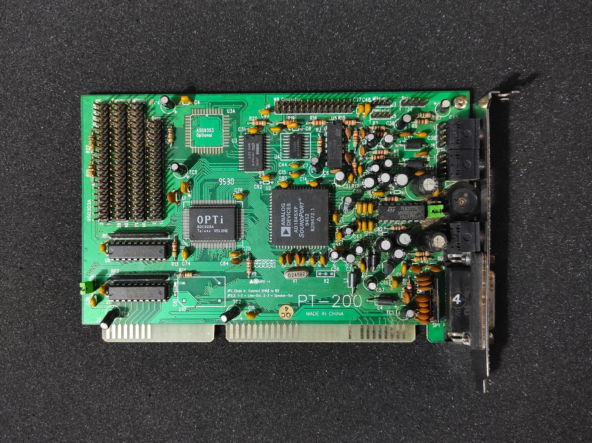Opti PT-200 Vintage Retro ISA 16bit Sound Audio Card 82C929A Yamaha OPL