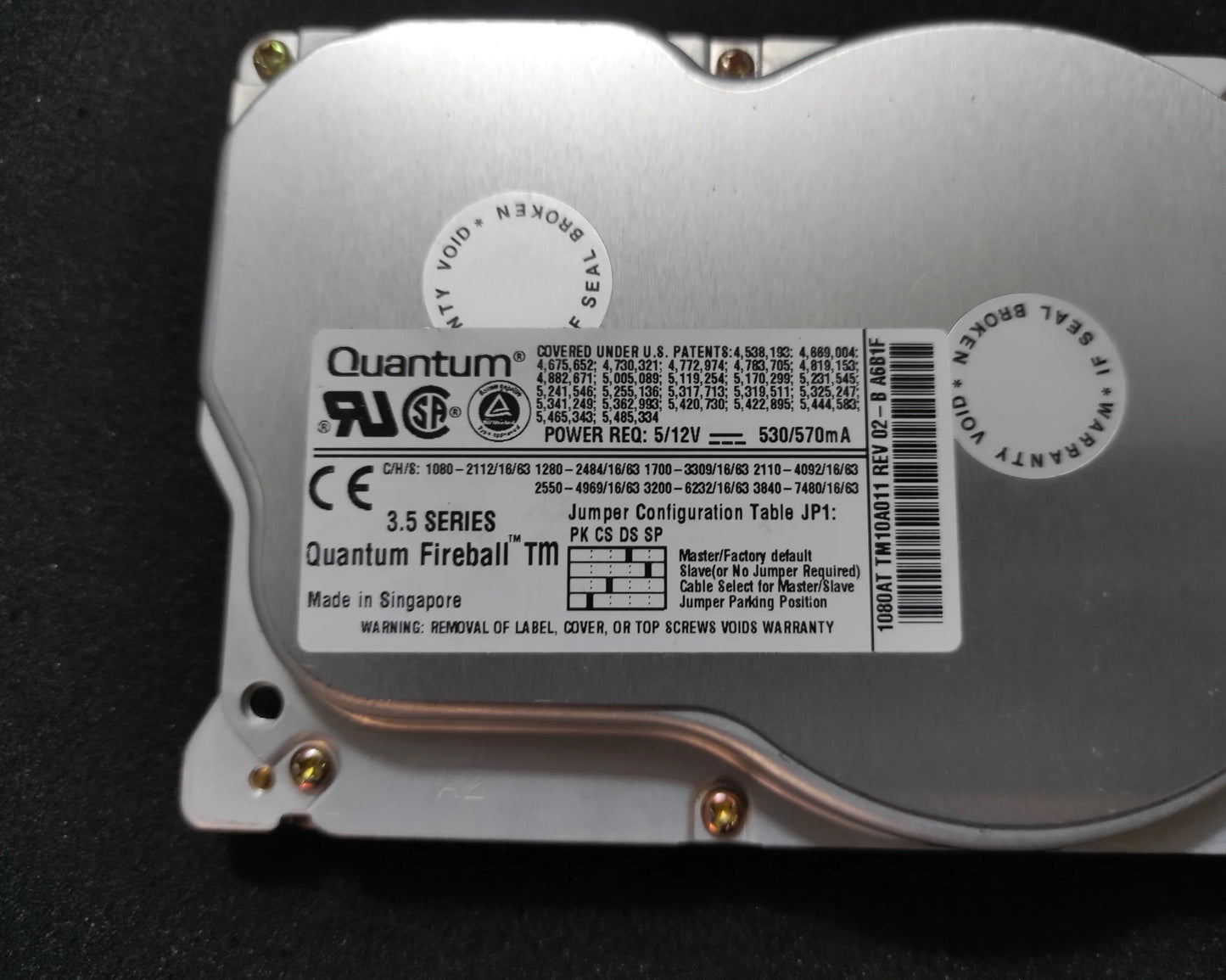 Quantum Fireball TM TM10A011 1GB 4500RPM IDE 3.5’’ Vintage Retro Hard Drive HDD