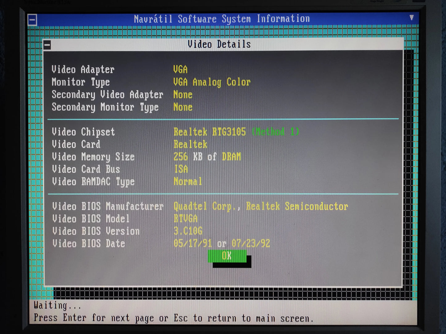 Realtek RTG3105 256KB 16-Bit ISA Vintage Retro Graphics Card RTVGA-V2-91024-B