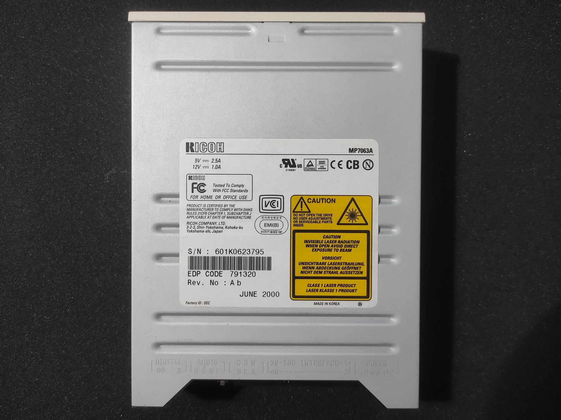 RICOH MP7063A IDE 5.25’’ Internal Vintage Retro CD-RW Drive