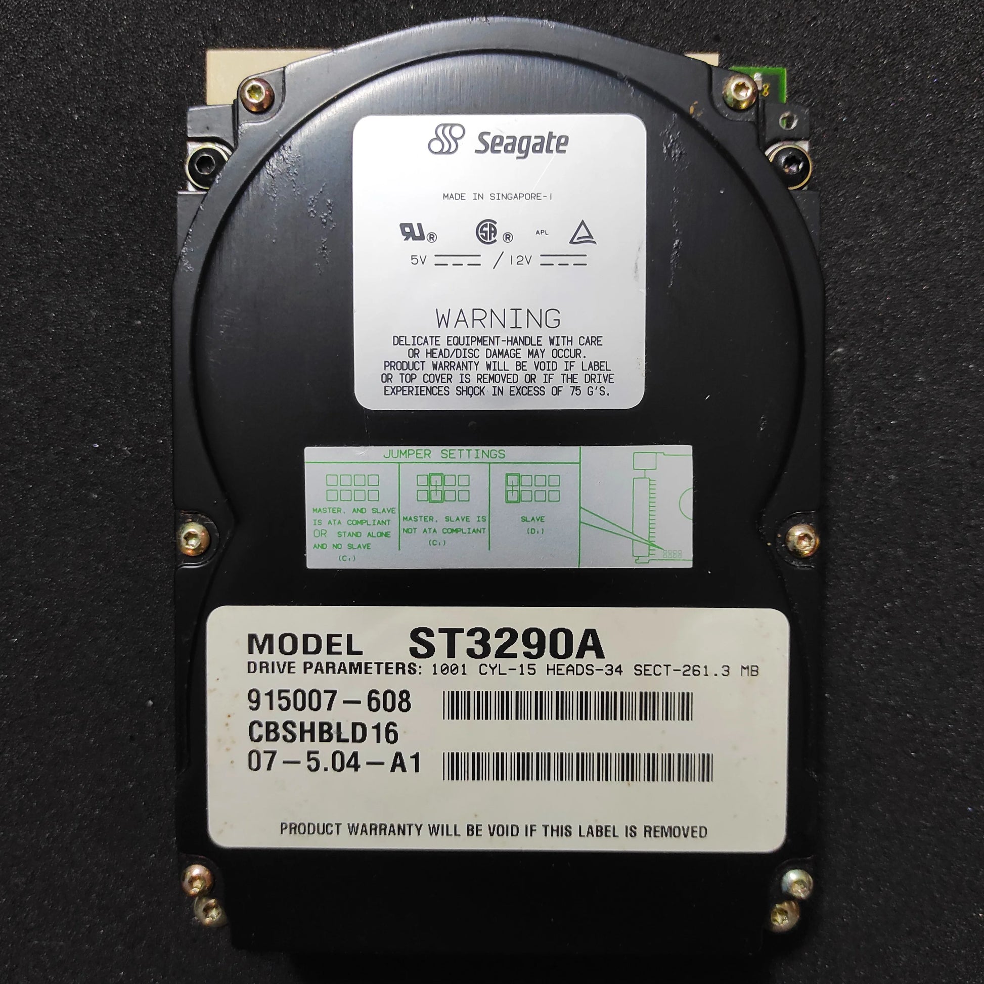 Seagate ST3290A 261MB 3800RPM IDE 3.5’’ Vintage Retro Hard Drive HDD Desc