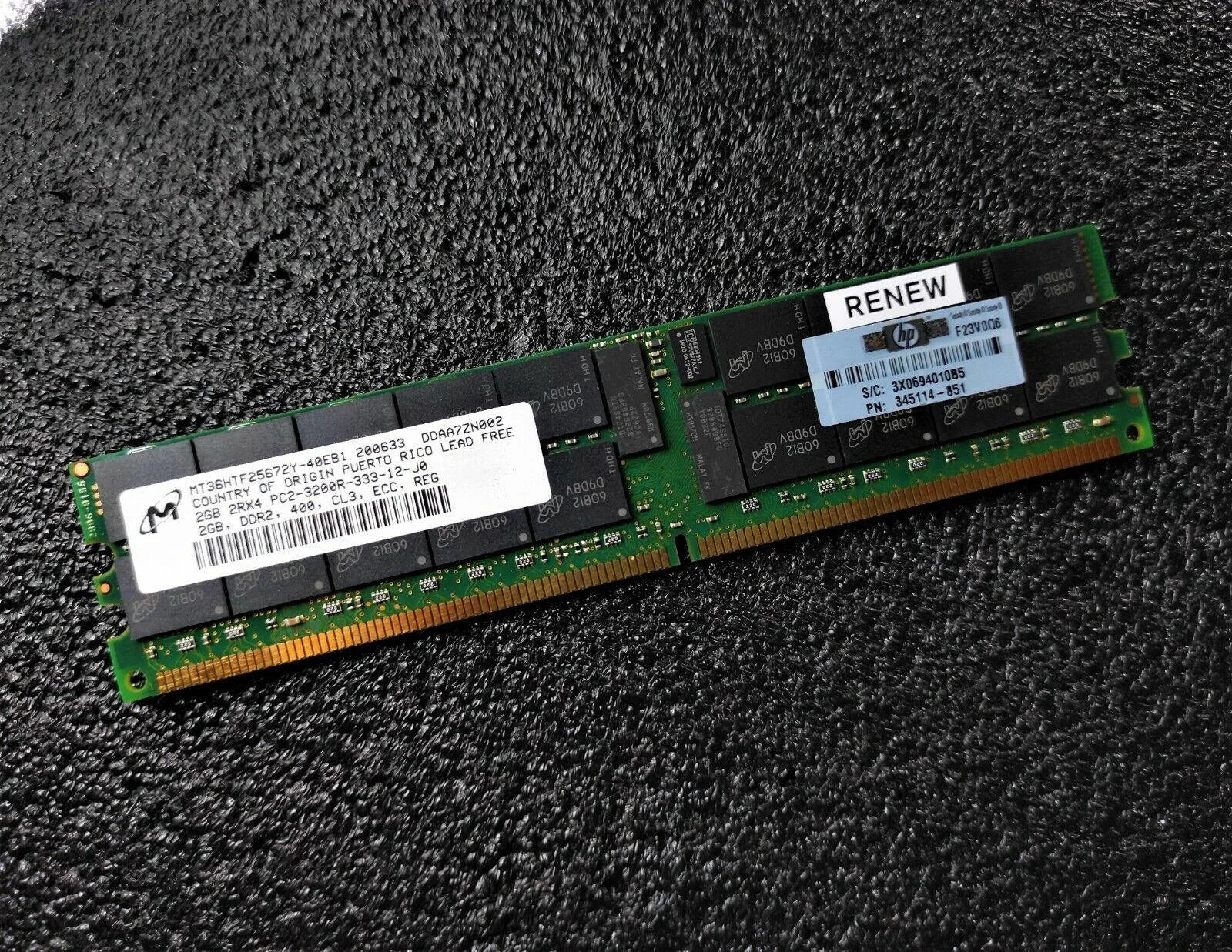 STEC or Micron 2GB DDR2 PC2-3200R 400MHz ECC Registered Server RAM 345114-851 - Retro PC Hardware & More