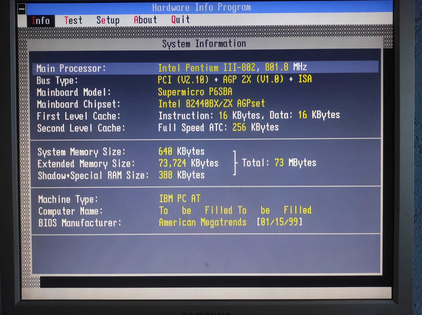 Supermicro P6SBA Rev 2.00 Slot 1 ATX Retro Motherboard AGP ISA PCI Intel 440BX Chipset
