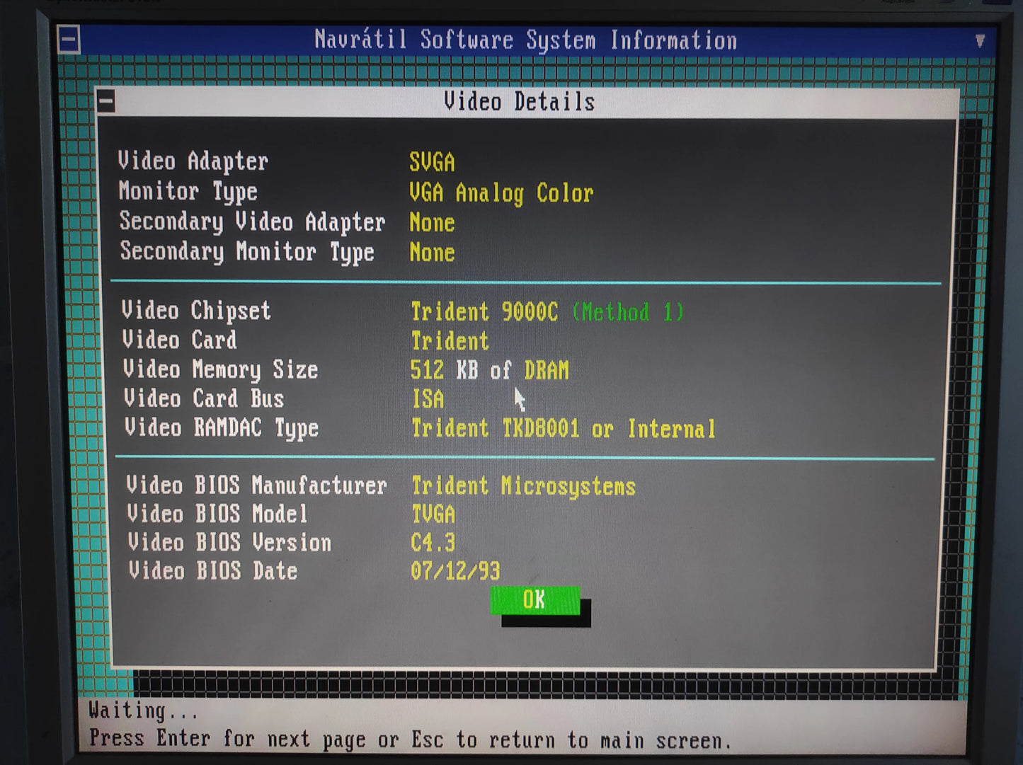 Trident 7133 TVGA9000C Vintage Retro 512KB 16-bit ISA Graphics Video Card
