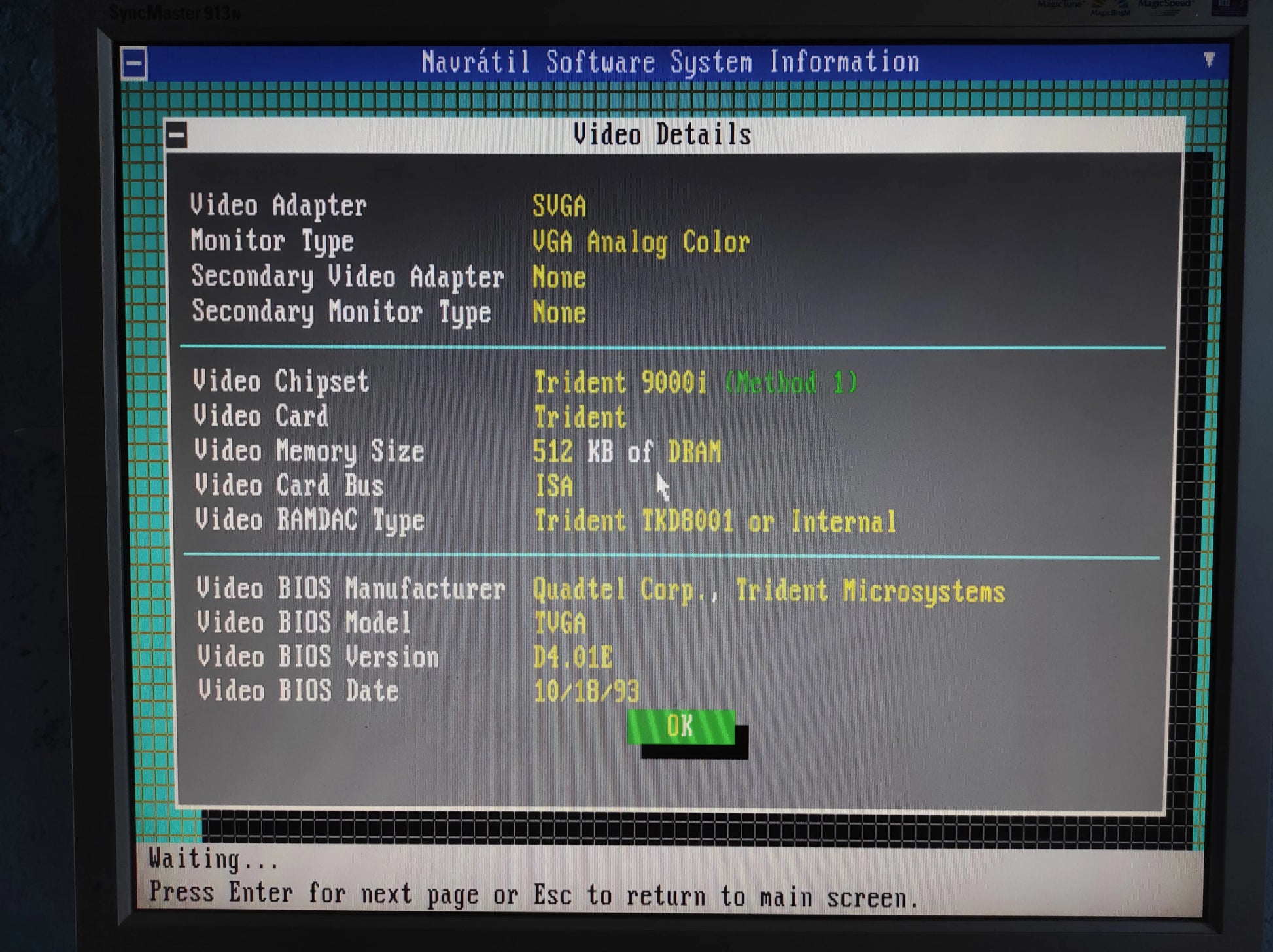 Trident 7210 TVGA9000i-2 512KB Vintage Retro 16-bit ISA VGA Graphics Video Card
