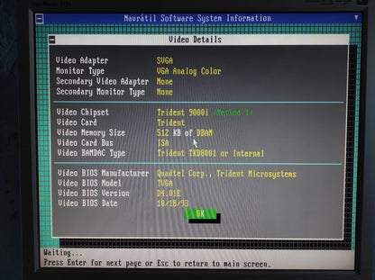 Trident 7210 TVGA9000i-2 512KB Vintage Retro 16-bit ISA VGA Graphics Video Card
