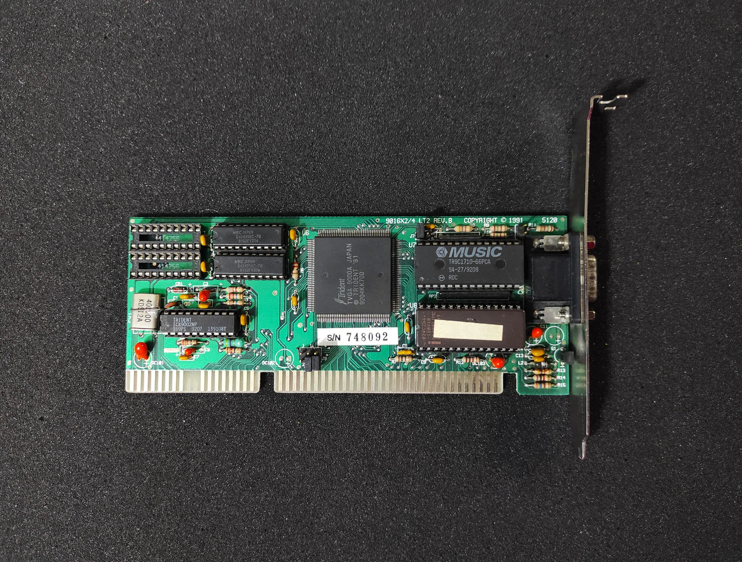 Trident 9016X2/4 LT2 TVGA9000A Vintage Retro 256KB 16-bit ISA Graphics Video Card