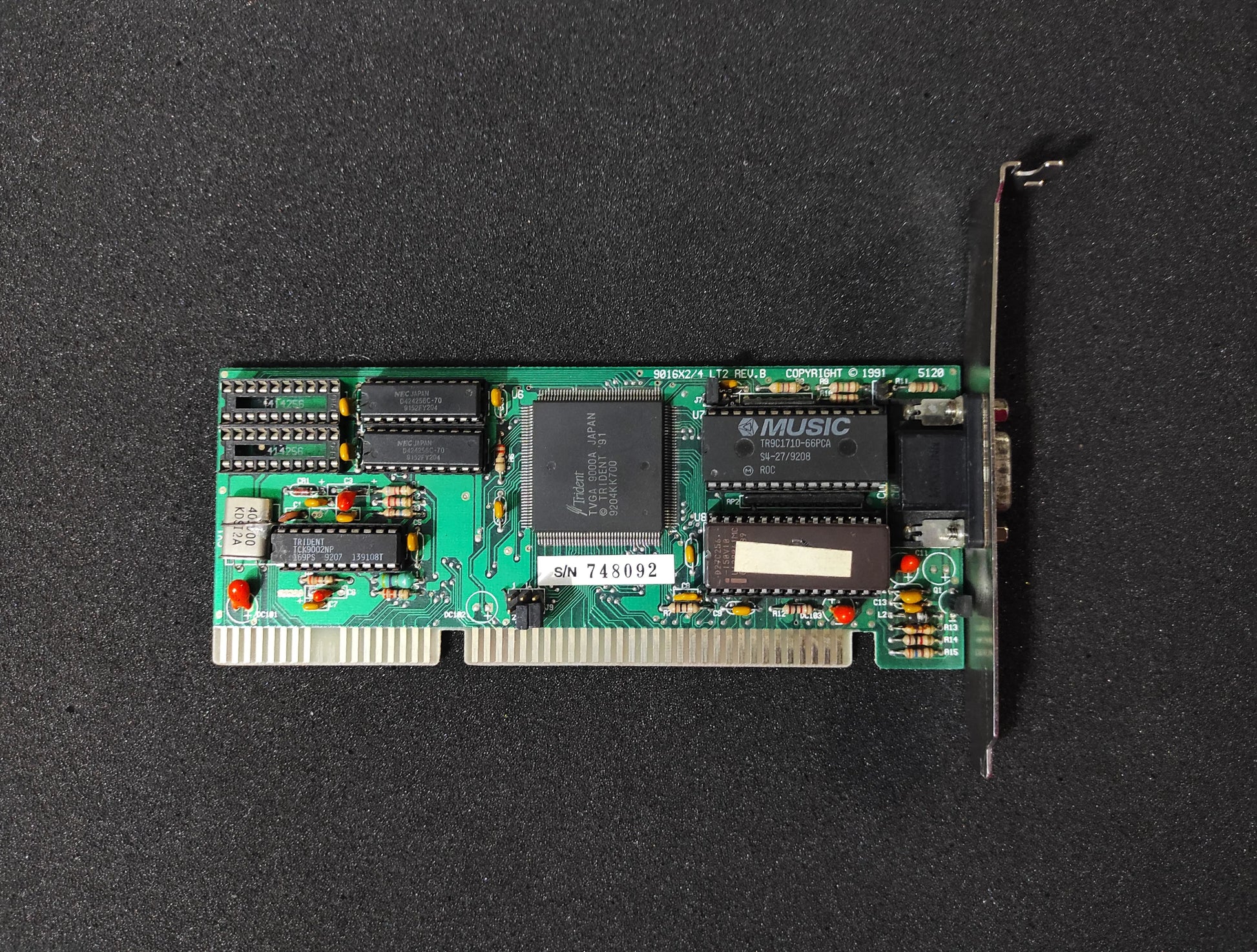Trident 9016X2/4 LT2 TVGA9000A Vintage Retro 256KB 16-bit ISA Graphics Video Card
