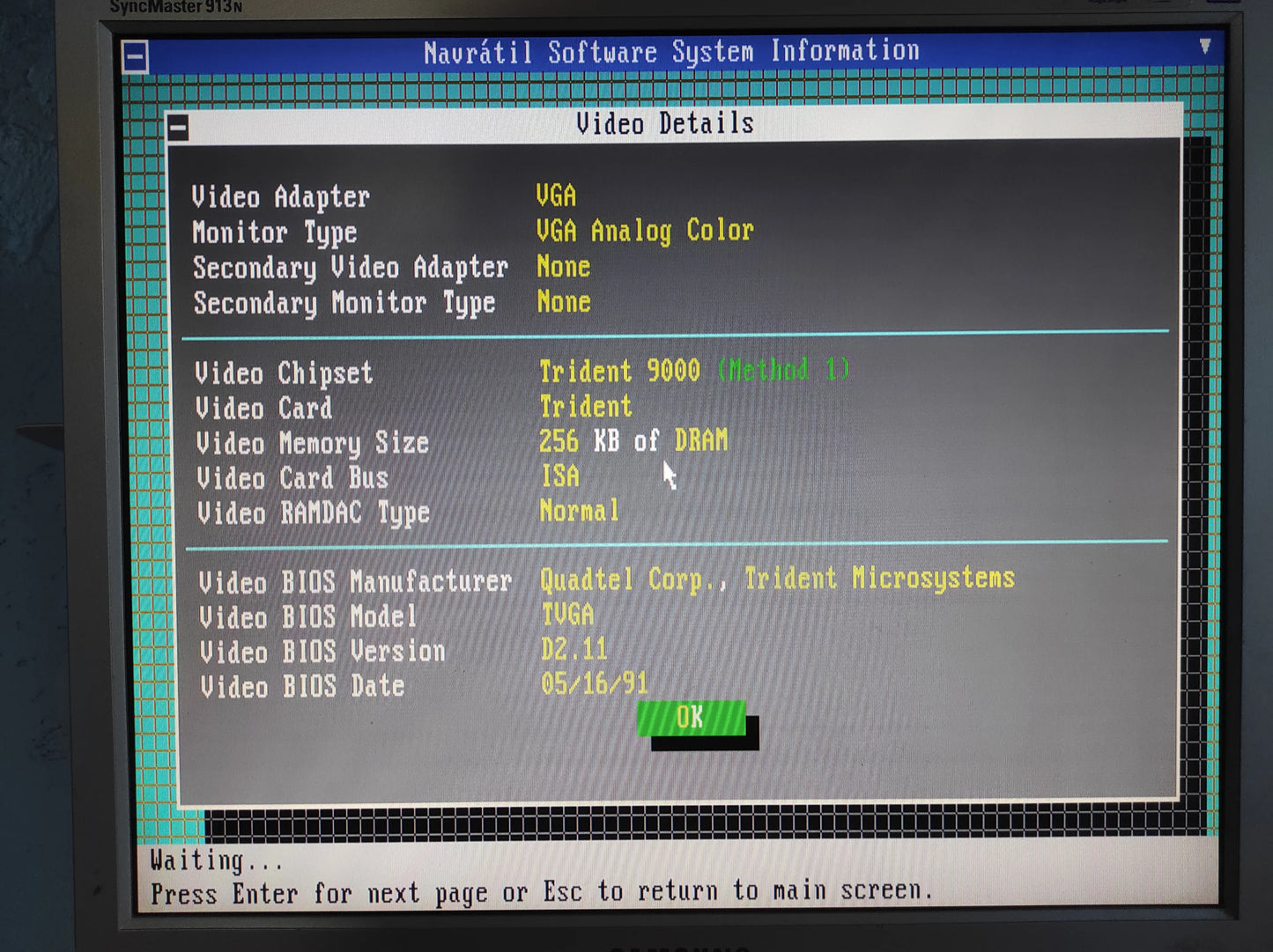 Trident 9016X2/4 LT2 TVGA9000A Vintage Retro 256KB 16-bit ISA Graphics Video Card