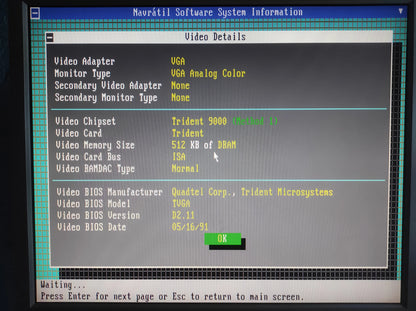 Trident 9016X2/4 LT2 TVGA9000B Retro 512KB 16-bit ISA Graphics Video Card