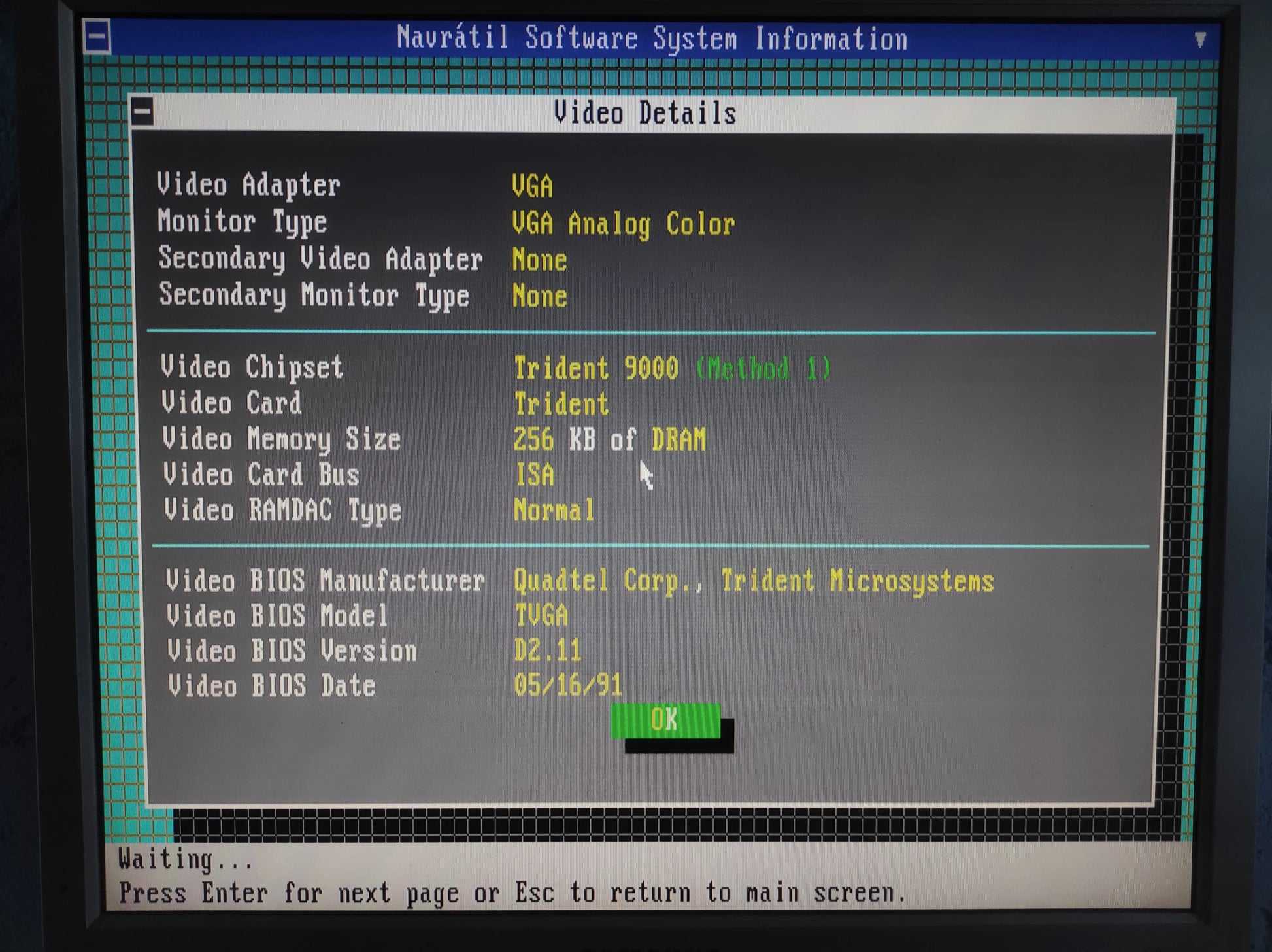 Trident 9016X2/4 LT2 TVGA9000B Vintage Retro 256KB 16-bit ISA Graphics Video Card