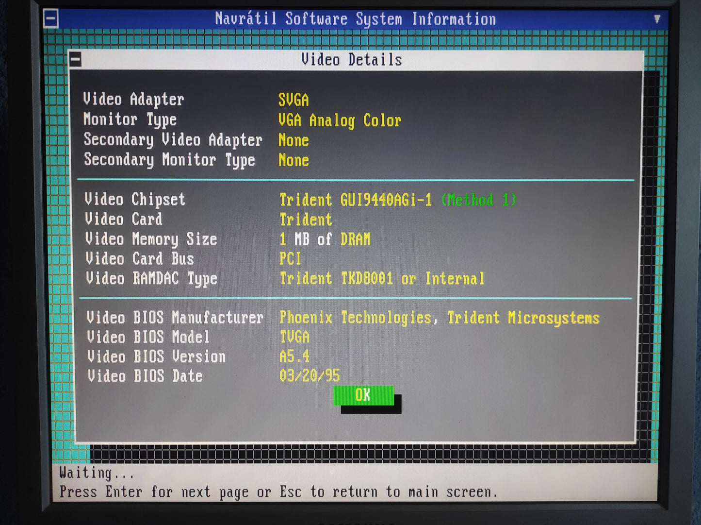 Trident GS9440P GUI9440AGi-1 PCI 1MB VGA Vintage Retro Graphics Card TGUI9440