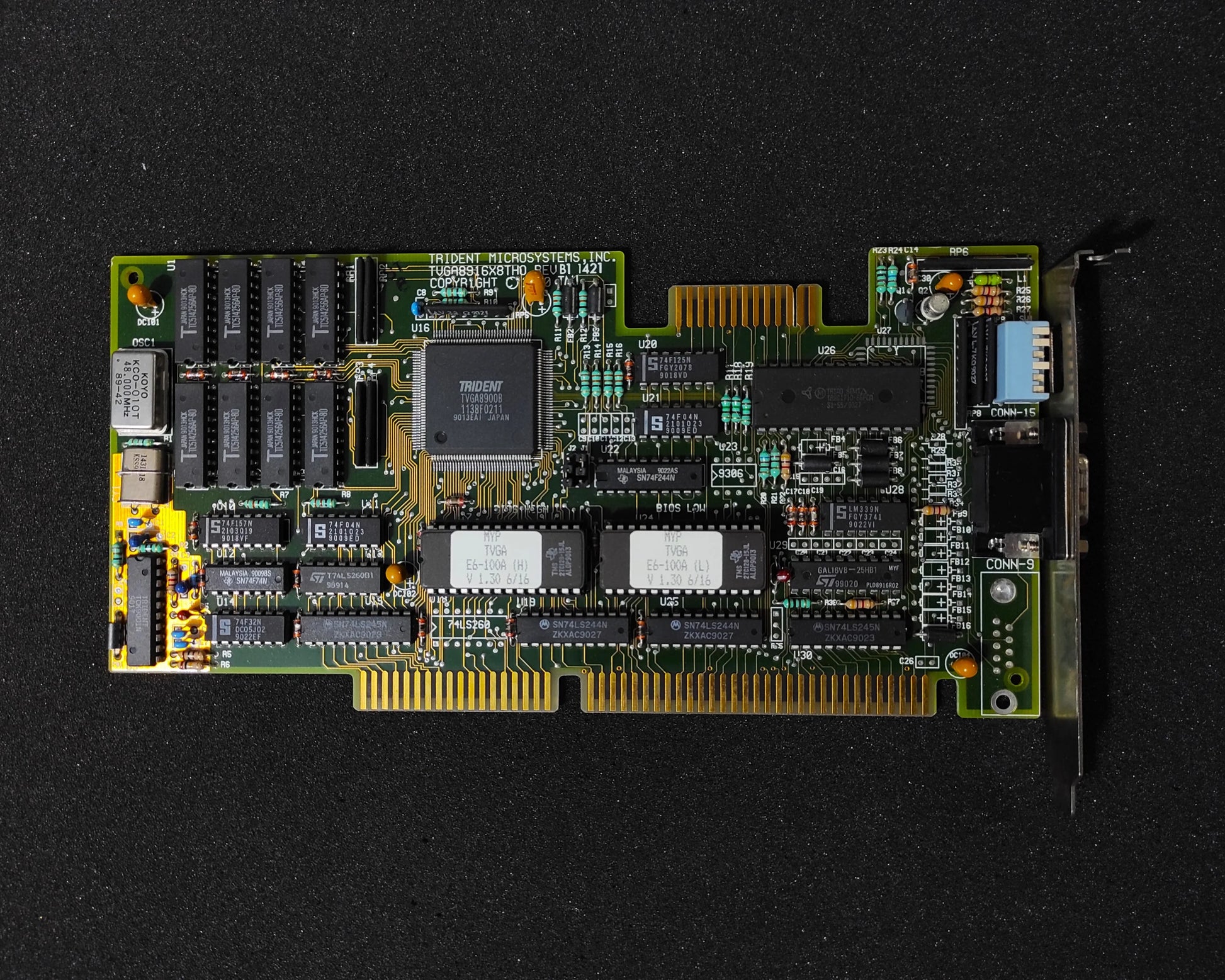 Trident TVGA8916X8THO 1MB ISA Rare Vintage Retro VGA Video Card TVGA8900B
