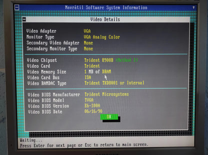 Trident TVGA8916X8THO 1MB ISA Rare Vintage Retro VGA Video Card TVGA8900B