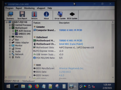 Turbo-X (Wibtek) H81-M PCID Socket 1150 DDR3 mATX Motherboard Intel H81 Chipset